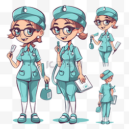 女护士卡通形象图片_可爱的护士 向量