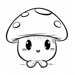 可爱型背景图片_可爱的卡哇伊蘑菇着色页