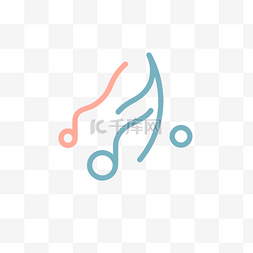 音乐符号像素图片_蓝色和粉色的音符和字母图标 向
