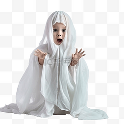 白色服装儿童图片_有趣的万圣节孩子概念小可爱的孩