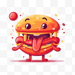 热狗剪贴画汉堡人物与红舌头卡通
