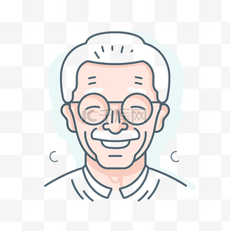 卡通版的戴眼镜的老人 向量