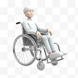 坐轮椅的病人图片_3d 孤立的医生与轮椅