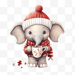 大象睡觉图片_圣诞贺卡可爱的卡通大象穿着毛衣