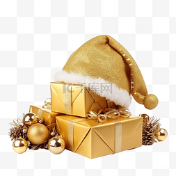 老人与海小说图片_漂亮的圣诞帽，上面有礼物和白色