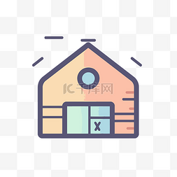一间旧房子图片_带有扁线和窗口的房子图标 向量