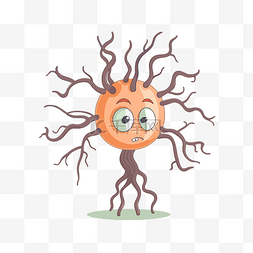 神经元剪贴画卡通肾质大树枝和棕