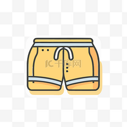 泳裤图标图片_背景上的黄色短裤图标 向量