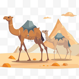 骆驼剪贴画 沙漠中的骆驼和山卡