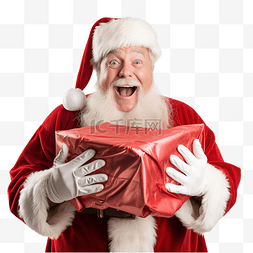 圣诞老人带着满满一袋礼物感到惊