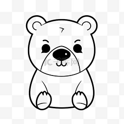 熊动物可爱卡通着色页简单设计轮