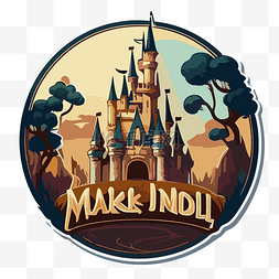 城堡卡通背景图片_制作以城堡为背景的 indul 徽标 向