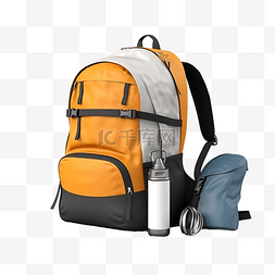 旅行套装背包 3d 插图