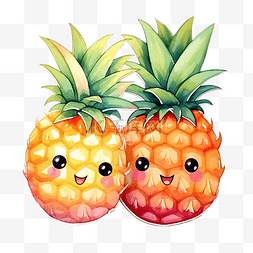 新鲜的菠萝图片_可爱的菠萝水果文具贴纸油画