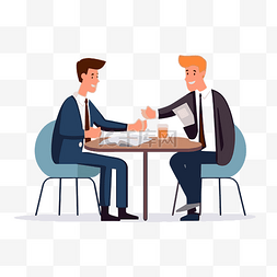 谈判剪贴画 两个商人坐在桌边，