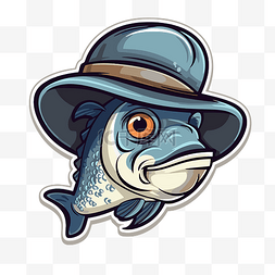 戴着帽子剪贴画的大鱼的人物插图