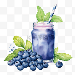 手绘酒吧菜单图片_水彩果汁蓝莓剪贴画