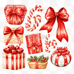 浆果水彩图片_圣诞节剪贴画与礼物
