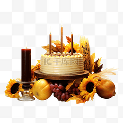 玉米主题图片_感恩节快乐，酒蛋糕蜂蜜玉米和蜡