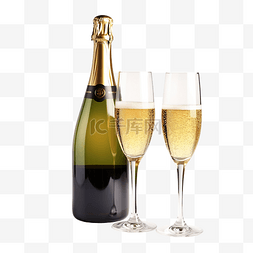 情人节红图片_带香槟瓶的香槟杯所有元素均被隔