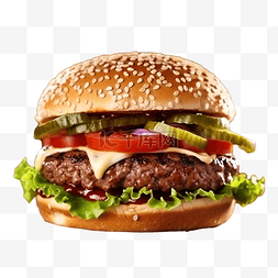 美味黑色背景图片_美味的牛肉汉堡