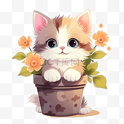花 kitty 盆栽 小猫 宠物 可爱的猫