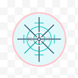蓝色和粉色圆圈图标中有一个箭头