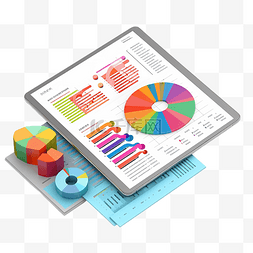 剪贴板上的 3d 财务信息图表