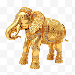 金色大象雕像与剪切路径