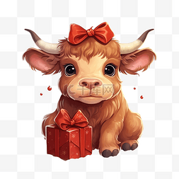 吉祥物牛的图片_圣诞节那天可爱的公牛
