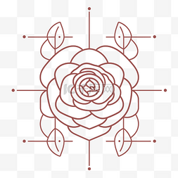 具有多条水平线的玫瑰草图 向量