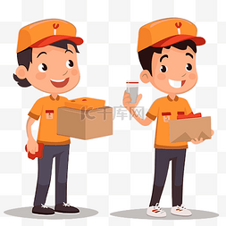 命令卡通图片_订单剪贴画送货人带着盒子和电话