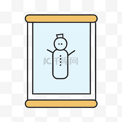 这是玻璃框中雪人的图标 向量