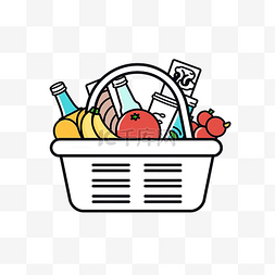 水果超市矢量图图片_满篮食品图标杂货购物轮廓矢量图