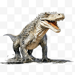 白色背景上的后鳄恐龙