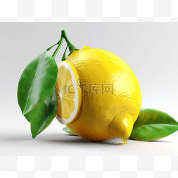 带叶子的柠檬图片_带叶子的柠檬的 3d 呈现器
