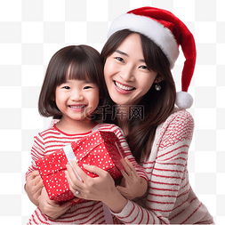 可爱的亚洲小女孩在圣诞节庆祝活