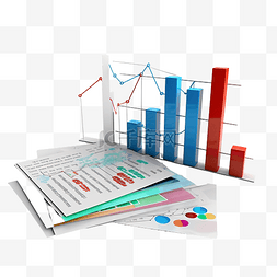 企业经济增长报告的 3d 插图