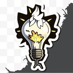 卡通纸图片_带有蜡烛和火焰剪贴画的动画灯泡
