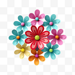 可爱的3D彩色小花装饰