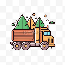 一辆有树的卡车的 png 矢量图标