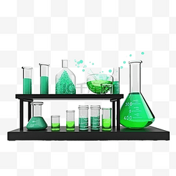 字绿色背景图片_3d 绿色黑板与烧杯试管科学实验套