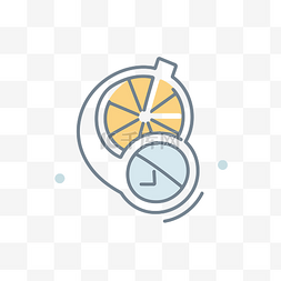 体育器材图标图片_时钟上柠檬片的简单线条插图 向