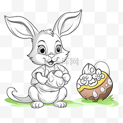 着色书可爱的复活节兔子用画笔画