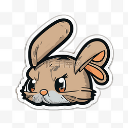 贴纸剪贴画上长头发的小棕色兔子