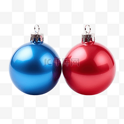 圣诞红色的球图片_孤立的圣诞红色和蓝色球