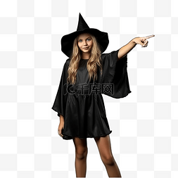 女巫师图片_穿着女巫服装参加万圣节派对的女