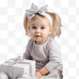 圣诞装饰品中可爱小女孩的肖像