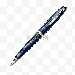 深蓝色和金色笔夹的圆珠笔