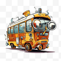 巴士通勤图片_ai生成卡通巴士插画